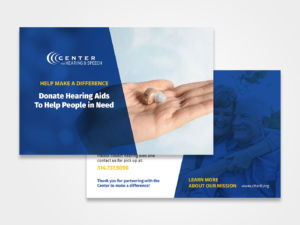 Flyer card mockup for the Center for Hearing and Speech