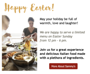 Happy Easter Message with Image and button to menu
