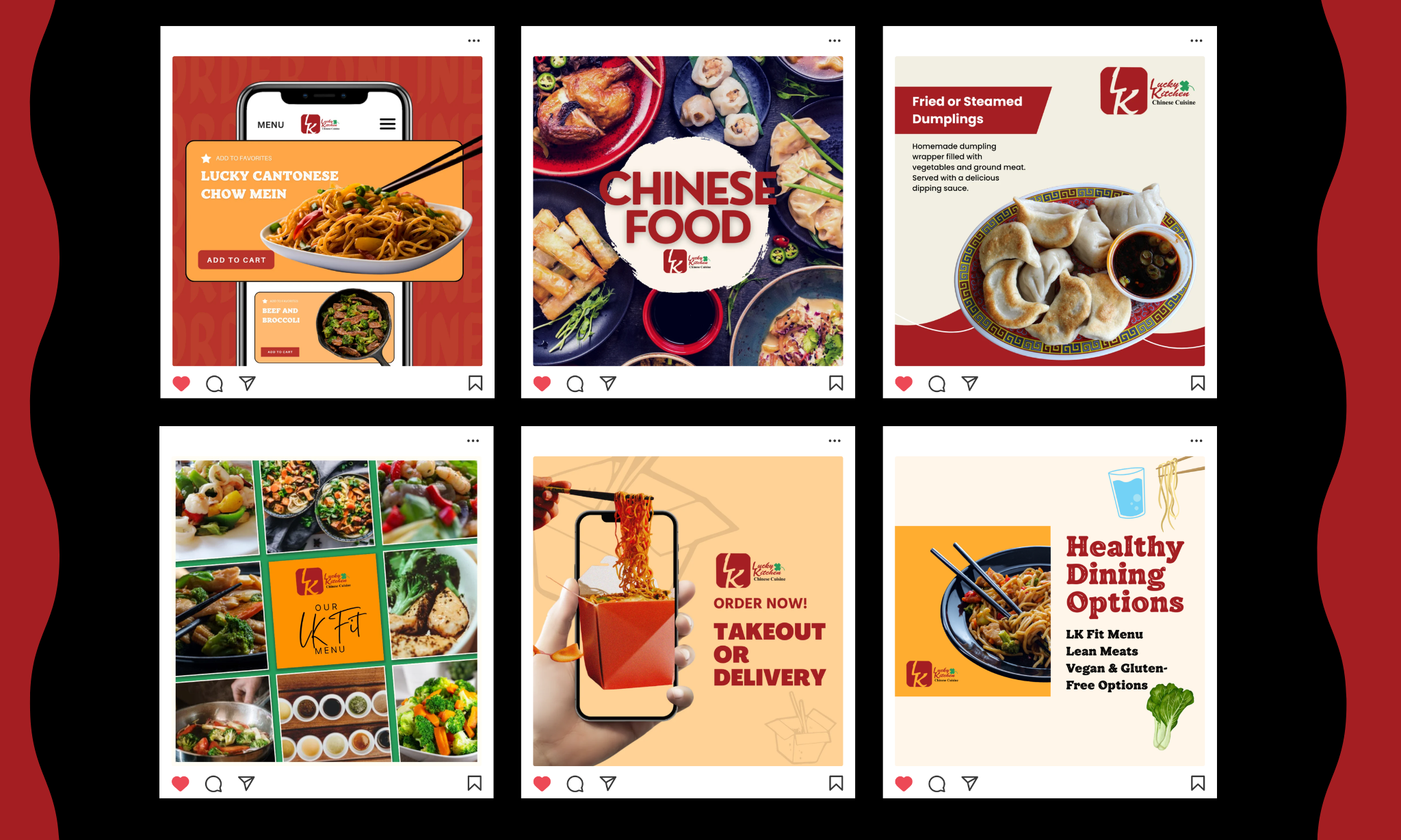Instagram mockups of Lucky Kitchen posts