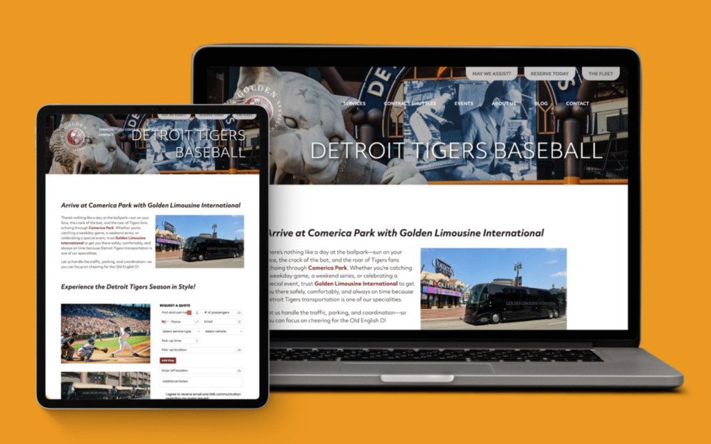 Website mockup displayed on a computer and iPad for GLI, showcasing a professional web design used for marketing for small business to strengthen online presence and brand identity.
